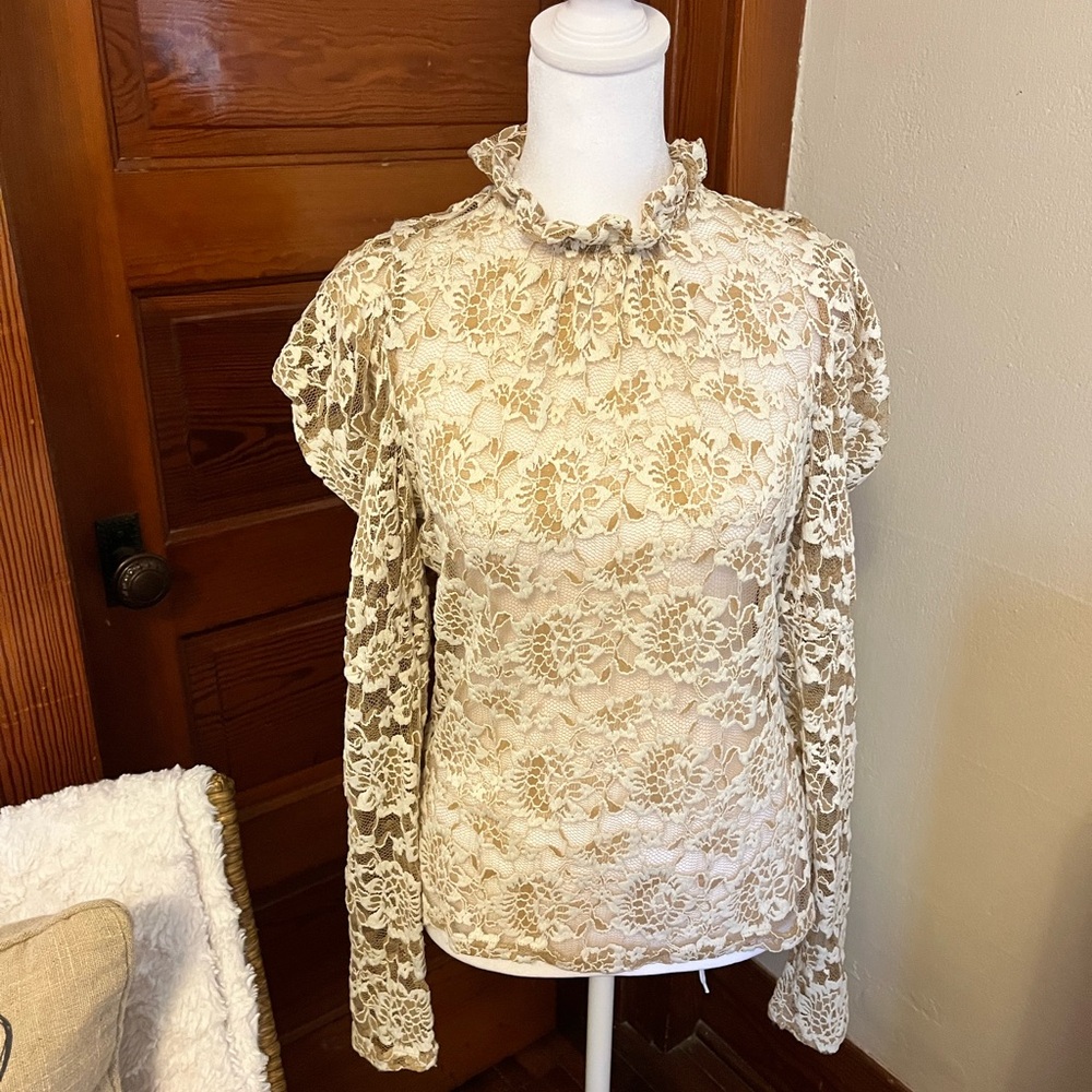Dolan Floral Lace Blouse - Cream